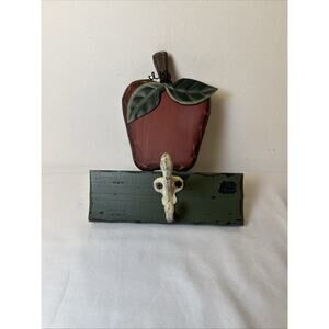 Vtg Wooden Apple Wall Coat Hanger